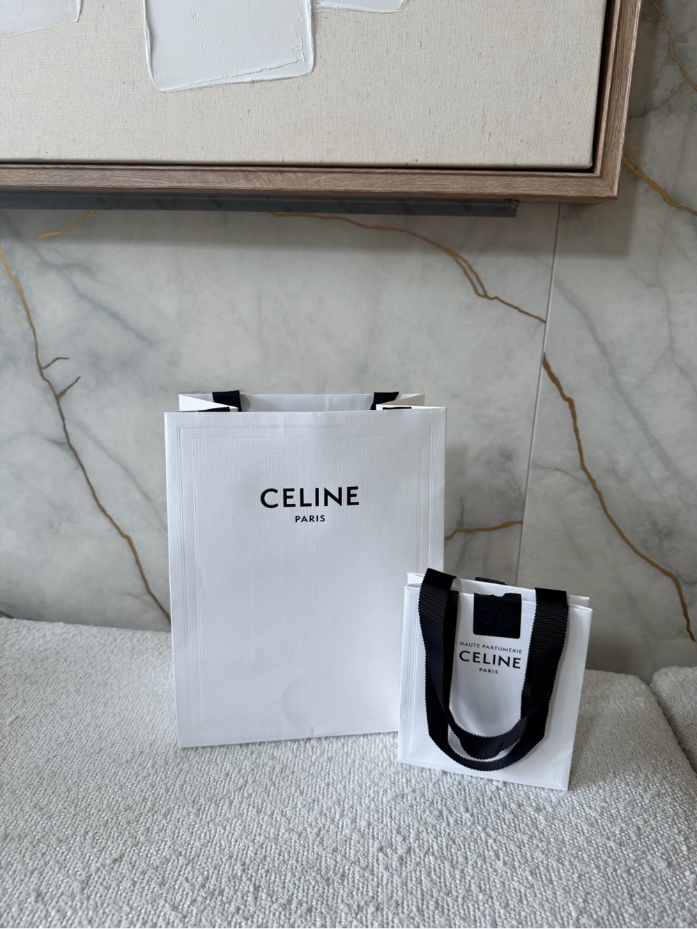 Celine White Shopping  paper Bags